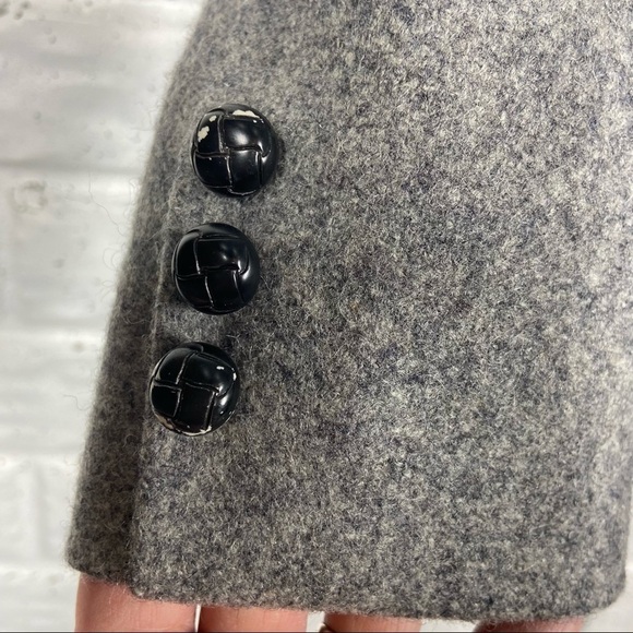 100% VIRGIN WOOL Vintage Grey Academic Style pea coat | Full button up lined - Picture 7 of 9